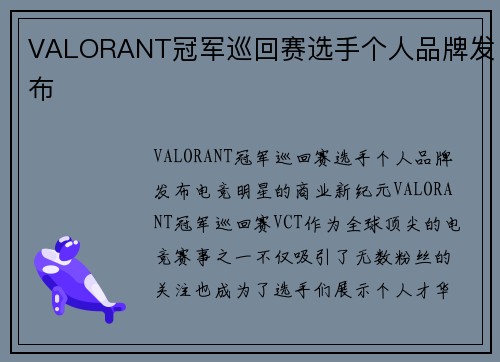 VALORANT冠军巡回赛选手个人品牌发布