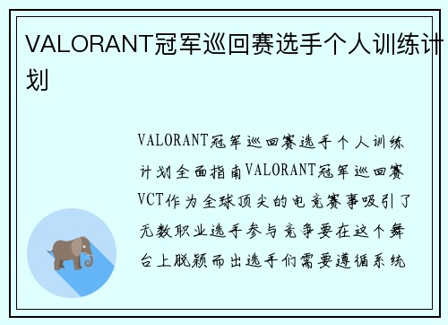 VALORANT冠军巡回赛选手个人训练计划